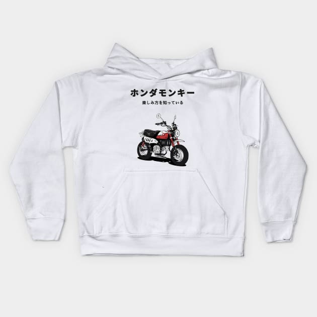 Japanese Honda Monkey Kids Hoodie by Hilmay